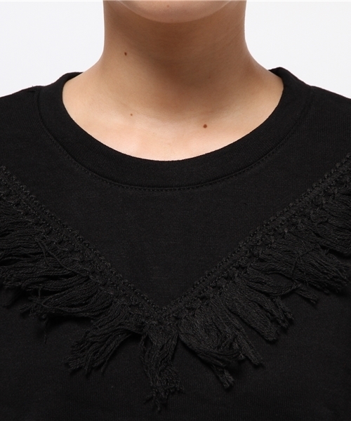 WEGO（ウィゴー）の「WEGO/ フリンジ7分袖スウェット（スウェット・レディース・ブラック/カーキ/オフホワイト・FREE）」の11枚目の写真