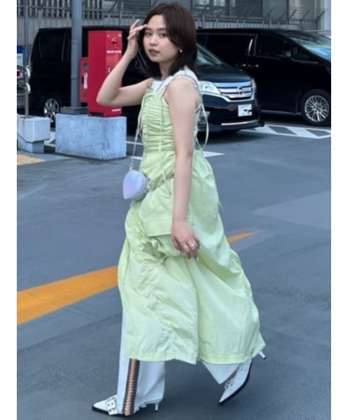 セール】FRONT ZIP GATHER CAMI OP フロント ジップ ギャザー