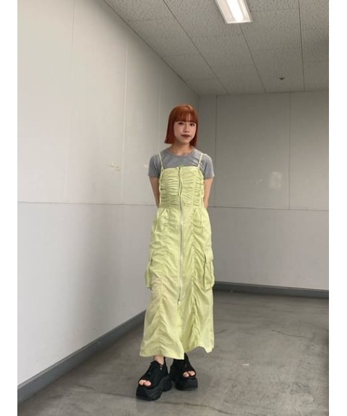 セール】FRONT ZIP GATHER CAMI OP フロント ジップ ギャザー