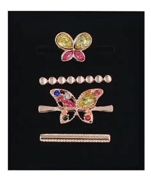 TONE SELECT GOODS（トーンセレクトグッズ）の「【float】Apple Watch/アップルウォッチ/4連 バタフライ ビジュー バンド ベルト アクセサリー（アナログ腕時計・レディース・ピンクゴールド/マルチ/シルバー・FREE）」の4枚目の写真