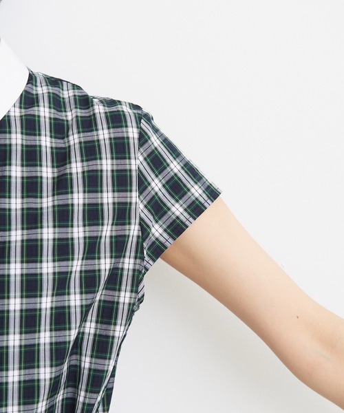 CHILD WOMAN（チャイルドウーマン）の「☆ギザタータン キャップスリーブ クレリックシャツワンピース（ワンピース・レディース・グリーン/レッド・FREE）」の3枚目の写真