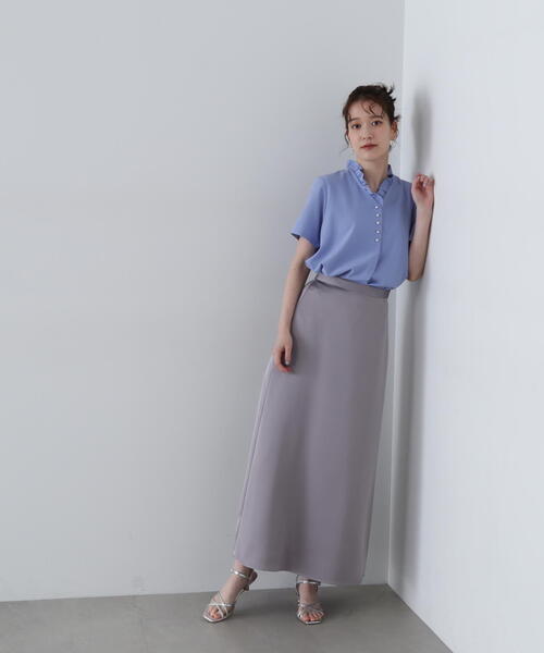 N.（N. Natural Beauty Basic）（エヌエヌナチュラルビューティーベーシック）の「サテンストレートスカート（スカート・レディース・グレー/ブラック/ホワイト・MEDIUM/SMALL）」の18枚目の写真