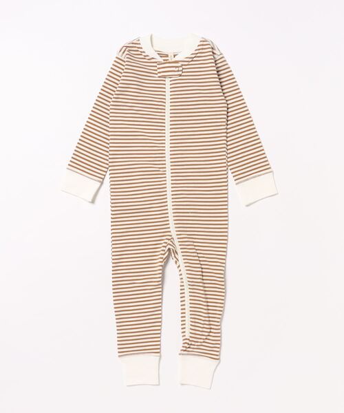 【セール】【Bs】【it】【Quincy Mae】ZIP LONGSLEEVE SLEEPER | WALNUT STRIPE（その他ベビー用品）｜Quincy Mae（クインシーメイ）