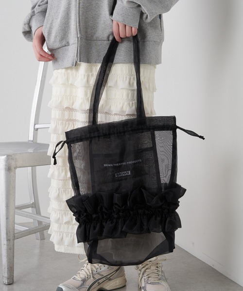 THEATRE PRODUCTS（シアタープロダクツ）の「【THEATRE PRODUCTS/シアタープロダクツ】オーガンジーフリルトート（トートバッグ・レディース・アイボリー/ブラック・FREE）」の21枚目の写真