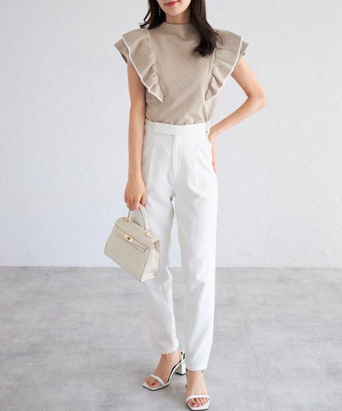 tocco closet（トッコ　クローゼット）の「【ZOZO限定】レイヤードフリルスリーブノースリーブニット（Tシャツ/カットソー・レディース・ベージュ系その他/ブラック/ピンク系その他/ホワイト×ブラック・M）」の18枚目の写真