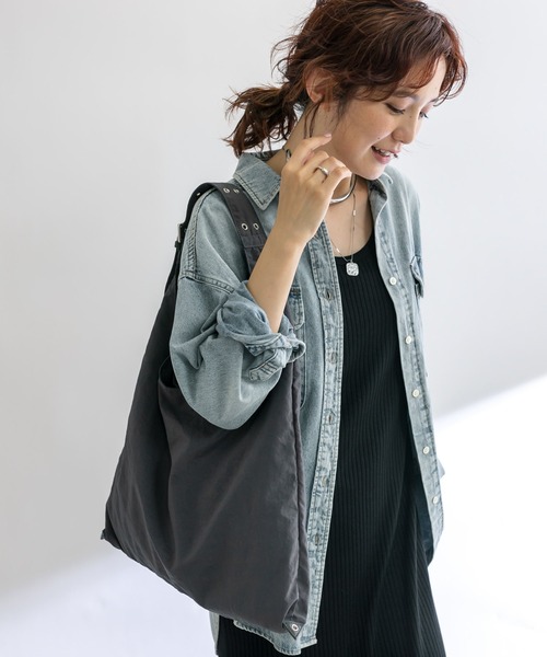 RIVE DROITE（リヴドロワ）の「HATOMEナイロンショルダー（ショルダーバッグ・レディース・ブラック/ダークグレー・FREE）」の12枚目の写真