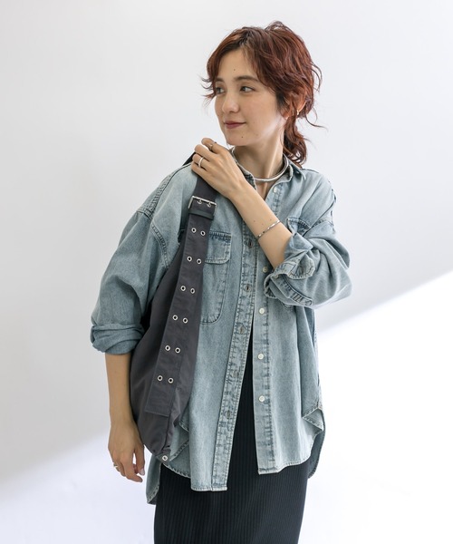 RIVE DROITE（リヴドロワ）の「HATOMEナイロンショルダー（ショルダーバッグ・レディース・ブラック/ダークグレー・FREE）」の13枚目の写真