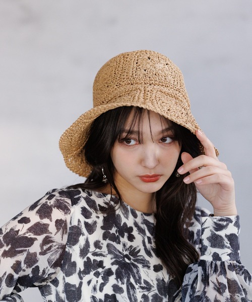 Andemiu(アンデミュウ)の「ペーパーフラワーバケット109637(ハット・レディース・ブルー/ナチュラル/ブラック/ブラウン・FREE)」の4枚目の写真