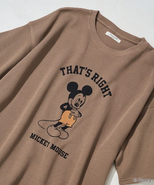 FREAK'S STORE(フリークスストア)の「限定展開 Disney/ディズニー 別注/Mickey Mouse/ミッキーマウス/ワッフル 半袖 Tシャツ(Tシャツ/カットソー・レディース・ナチュラル/ブラック/ベージュ/ライトグレー/グリーン・フリ-)」の4枚目の写真