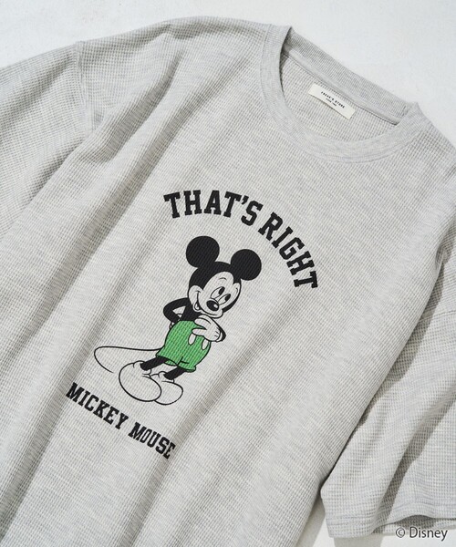 FREAK'S STORE(フリークスストア)の「限定展開 Disney/ディズニー 別注/Mickey Mouse/ミッキーマウス/ワッフル 半袖 Tシャツ(Tシャツ/カットソー・レディース・ナチュラル/ブラック/ベージュ/ライトグレー/グリーン・フリ-)」の3枚目の写真