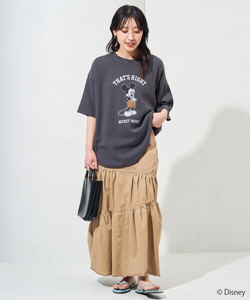 FREAK'S STORE(フリークスストア)の「限定展開 Disney/ディズニー 別注/Mickey Mouse/ミッキーマウス/ワッフル 半袖 Tシャツ(Tシャツ/カットソー・レディース・ナチュラル/ブラック/ベージュ/ライトグレー/グリーン・フリ-)」の8枚目の写真