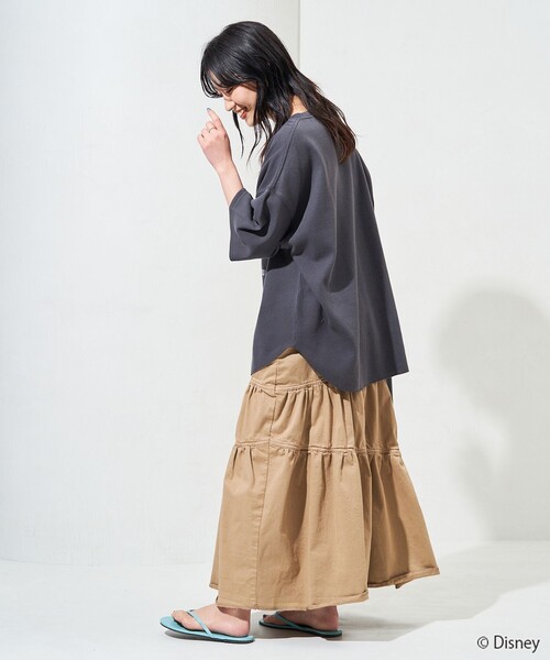 FREAK'S STORE(フリークスストア)の「限定展開 Disney/ディズニー 別注/Mickey Mouse/ミッキーマウス/ワッフル 半袖 Tシャツ(Tシャツ/カットソー・レディース・ナチュラル/ブラック/ベージュ/ライトグレー/グリーン・フリ-)」の9枚目の写真