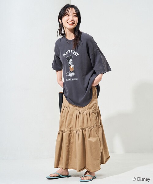 FREAK'S STORE(フリークスストア)の「限定展開 Disney/ディズニー 別注/Mickey Mouse/ミッキーマウス/ワッフル 半袖 Tシャツ(Tシャツ/カットソー・レディース・ナチュラル/ブラック/ベージュ/ライトグレー/グリーン・フリ-)」の10枚目の写真