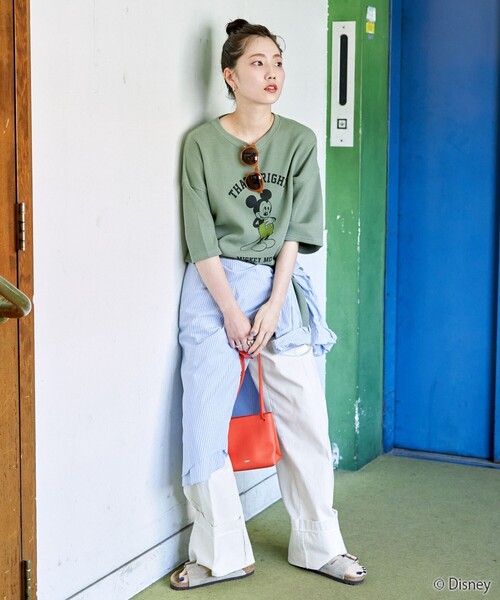 FREAK'S STORE(フリークスストア)の「限定展開 Disney/ディズニー 別注/Mickey Mouse/ミッキーマウス/ワッフル 半袖 Tシャツ(Tシャツ/カットソー・レディース・ナチュラル/ブラック/ベージュ/ライトグレー/グリーン・フリ-)」の11枚目の写真