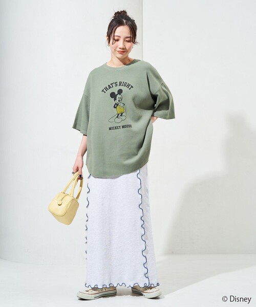 FREAK'S STORE(フリークスストア)の「限定展開 Disney/ディズニー 別注/Mickey Mouse/ミッキーマウス/ワッフル 半袖 Tシャツ(Tシャツ/カットソー・レディース・ナチュラル/ブラック/ベージュ/ライトグレー/グリーン・フリ-)」の17枚目の写真