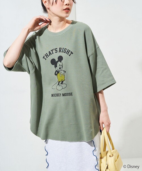 FREAK'S STORE(フリークスストア)の「限定展開 Disney/ディズニー 別注/Mickey Mouse/ミッキーマウス/ワッフル 半袖 Tシャツ(Tシャツ/カットソー・レディース・ナチュラル/ブラック/ベージュ/ライトグレー/グリーン・フリ-)」の18枚目の写真