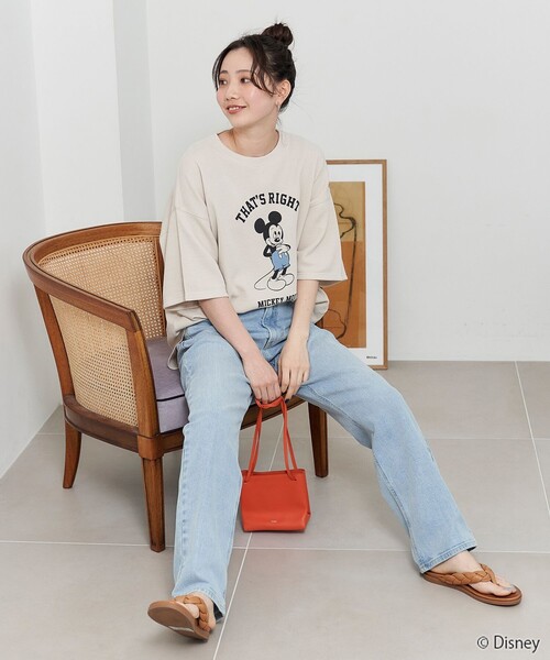 FREAK'S STORE(フリークスストア)の「限定展開 Disney/ディズニー 別注/Mickey Mouse/ミッキーマウス/ワッフル 半袖 Tシャツ(Tシャツ/カットソー・レディース・ナチュラル/ブラック/ベージュ/ライトグレー/グリーン・フリ-)」の21枚目の写真