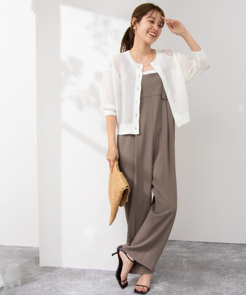 NOLLEY’S（ノーリーズ）の「《手洗い可能》メッシュ5分袖カーディガン（カーディガン/ボレロ・レディース・オフホワイト/ブラック/グリーン・38）」の5枚目の写真