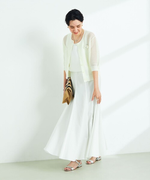 NOLLEY’S（ノーリーズ）の「《手洗い可能》メッシュ5分袖カーディガン（カーディガン/ボレロ・レディース・オフホワイト/ブラック/グリーン・38）」の9枚目の写真