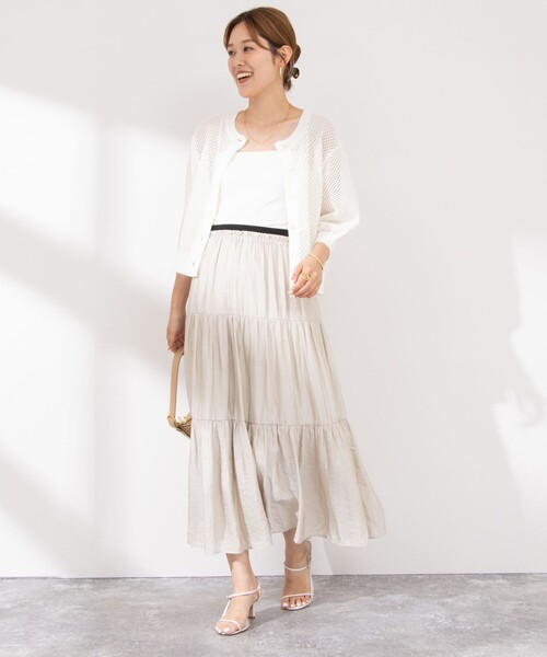 NOLLEY’S（ノーリーズ）の「《手洗い可能》メッシュ5分袖カーディガン（カーディガン/ボレロ・レディース・オフホワイト/ブラック/グリーン・38）」の14枚目の写真