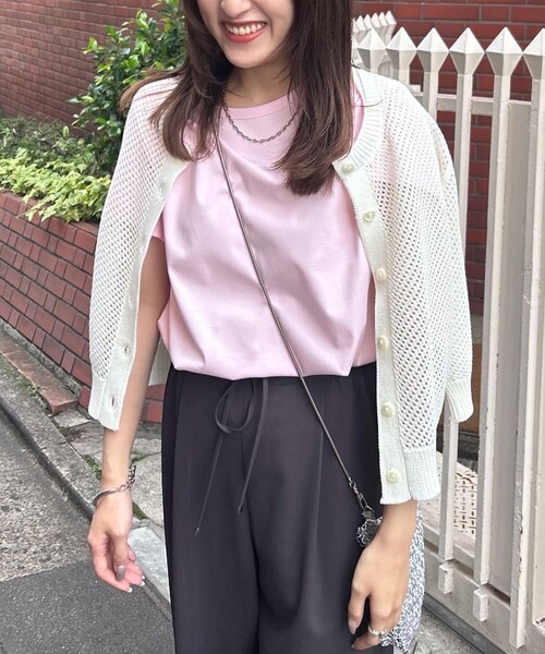 NOLLEY’S（ノーリーズ）の「《手洗い可能》メッシュ5分袖カーディガン（カーディガン/ボレロ・レディース・オフホワイト/ブラック/グリーン・38）」の16枚目の写真