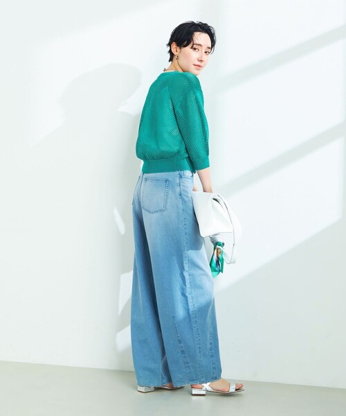 NOLLEY’S（ノーリーズ）の「《手洗い可能》メッシュ5分袖カーディガン（カーディガン/ボレロ・レディース・オフホワイト/ブラック/グリーン・38）」の20枚目の写真