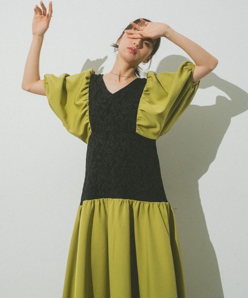 VANNIE U（ヴァニーユー）の「ヨークジャガードティアードワンピース（ワンピース・レディース・ベージュ/グリーン・FREE）」の13枚目の写真
