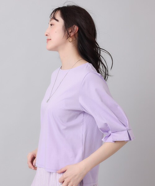 UNTITLED(アンタイトル)の「◆【コットン/8色展開/五分袖】袖タックプルオーバー(Tシャツ/カットソー・レディース・ピンク/ライトイエロー系/グリーン系/チャコールグレー/ブラック/ライトグレー系9/ホワイト/パープル・48/44/04/02/00)」の12枚目の写真