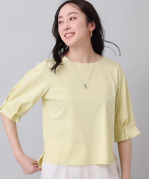 UNTITLED(アンタイトル)の「◆【コットン/8色展開/五分袖】袖タックプルオーバー(Tシャツ/カットソー・レディース・ピンク/ライトイエロー系/グリーン系/チャコールグレー/ブラック/ライトグレー系9/ホワイト/パープル・48/44/04/02/00)」の15枚目の写真