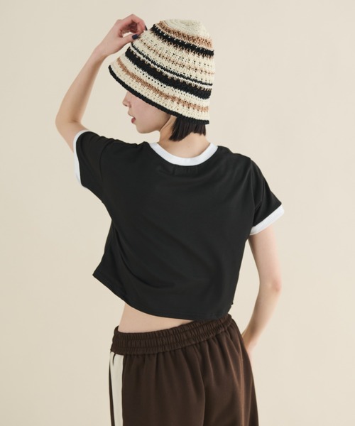 MERLOT（メルロー）の「刺繍ハートクロップドリンガーT（Tシャツ/カットソー・レディース・グレー/ブラック・FREE）」の17枚目の写真