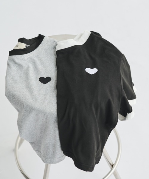 MERLOT（メルロー）の「刺繍ハートクロップドリンガーT（Tシャツ/カットソー・レディース・グレー/ブラック・FREE）」の20枚目の写真