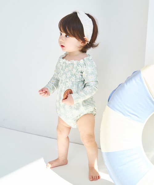 pairmanon（ペアマノン）の「【UVカット】【水着 スイムウェア】【ベビー】 長袖水着（その他ベビーウェア・キッズ・ピンク系その他/ブルー系その他2/ピンク系その他2/ブルー系その他/ピンク系その他3/グリーン系その他/ドット/ブルー系その他3・90/80）」の2枚目の写真