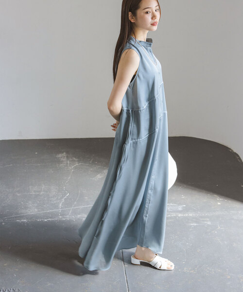 Noble（ノーブル）の「サッカーサテンドロストワンピース（ワンピース・レディース・ブルー系その他・FREE）」の20枚目の写真