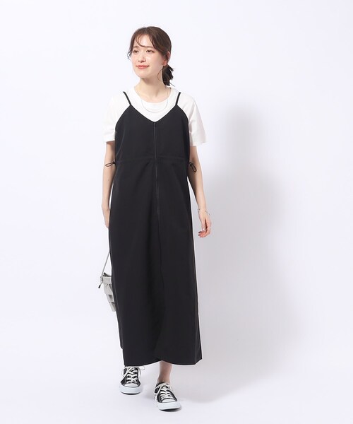Cutie Blonde（キューティーブロンド）の「◆シルエットが変えられる フロントZIP ドロストキャミワンピース（ワンピース・レディース・チャコールグレー/カーキ/ブラック・02/04/03）」の4枚目の写真