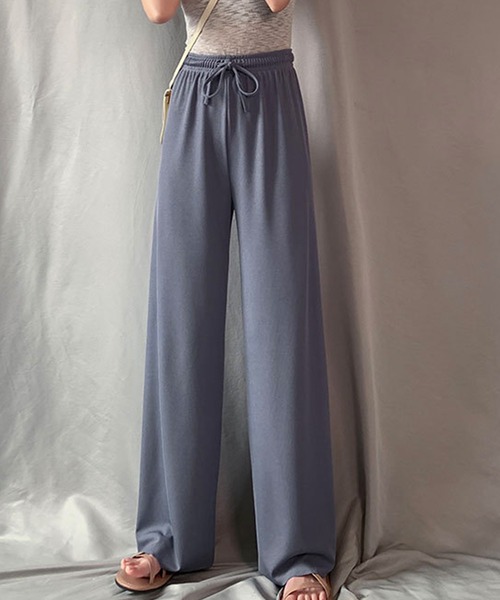 Lace Ladies（レースレディース）の「ソリッドカラー ワイド ストレート イージー ロングパンツ 水着 水陸両用（ラッシュガード・レディース・ベージュ/ブラック/アイボリー/グリーン/ブルー/グレー・FREE）」の6枚目の写真