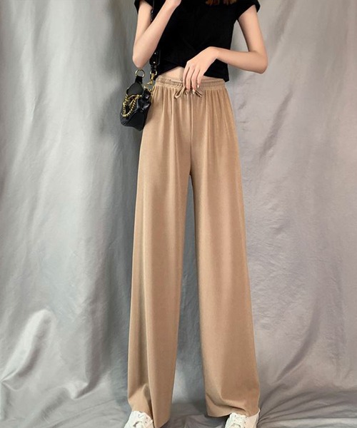 Lace Ladies（レースレディース）の「ソリッドカラー ワイド ストレート イージー ロングパンツ 水着 水陸両用（ラッシュガード・レディース・ベージュ/ブラック/アイボリー/グリーン/ブルー/グレー・FREE）」の7枚目の写真