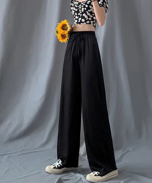 Lace Ladies（レースレディース）の「ソリッドカラー ワイド ストレート イージー ロングパンツ 水着 水陸両用（ラッシュガード・レディース・ベージュ/ブラック/アイボリー/グリーン/ブルー/グレー・FREE）」の8枚目の写真