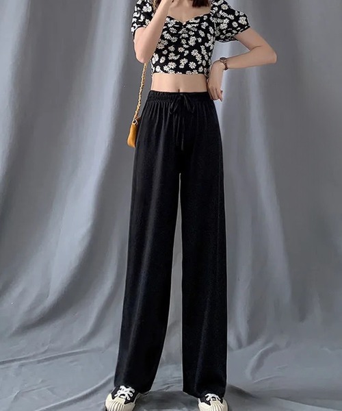 Lace Ladies（レースレディース）の「ソリッドカラー ワイド ストレート イージー ロングパンツ 水着 水陸両用（ラッシュガード・レディース・ベージュ/ブラック/アイボリー/グリーン/ブルー/グレー・FREE）」の10枚目の写真