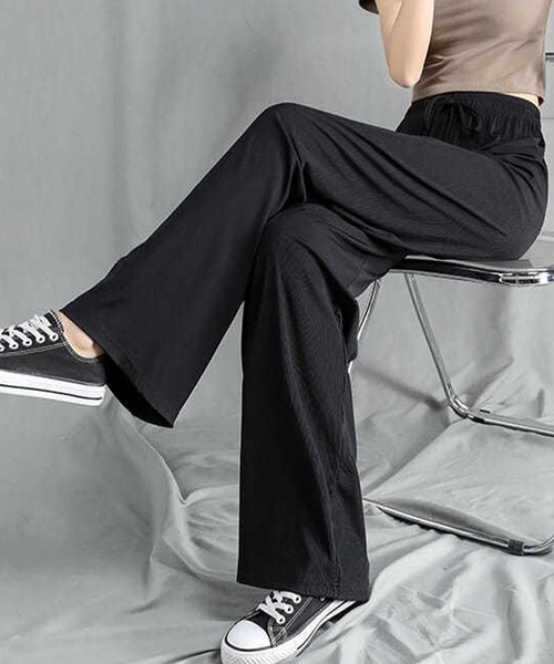 Lace Ladies（レースレディース）の「ソリッドカラー ワイド ストレート イージー ロングパンツ 水着 水陸両用（ラッシュガード・レディース・ベージュ/ブラック/アイボリー/グリーン/ブルー/グレー・FREE）」の11枚目の写真