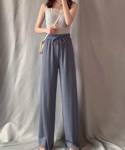 Lace Ladies（レースレディース）の「ソリッドカラー ワイド ストレート イージー ロングパンツ 水着 水陸両用（ラッシュガード・レディース・ベージュ/ブラック/アイボリー/グリーン/ブルー/グレー・FREE）」の12枚目の写真