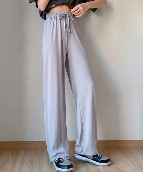 Lace Ladies（レースレディース）の「ソリッドカラー ワイド ストレート イージー ロングパンツ 水着 水陸両用（ラッシュガード・レディース・ベージュ/ブラック/アイボリー/グリーン/ブルー/グレー・FREE）」の20枚目の写真