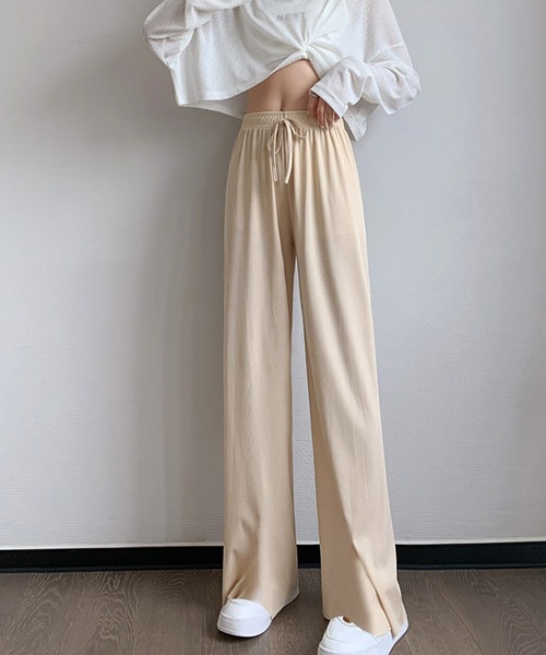 Lace Ladies（レースレディース）の「ソリッドカラー ワイド ストレート イージー ロングパンツ 水着 水陸両用（ラッシュガード・レディース・ベージュ/ブラック/アイボリー/グリーン/ブルー/グレー・FREE）」の21枚目の写真