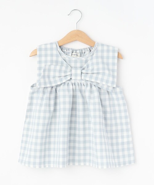 SHOO・LA・RUE（シューラルー）の「◆【110-140cm】ギンガムチェックセットアップ（セットアップ・キッズ・サックスブルー系1/ブラック系1・14/13/12/11）」の7枚目の写真