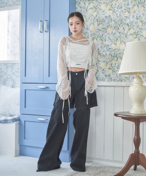 ANDGEEBEE（アンジービー）の「ドロストメッシュトップス（その他トップス・レディース・ブラック/ホワイト・FREE）」の9枚目の写真