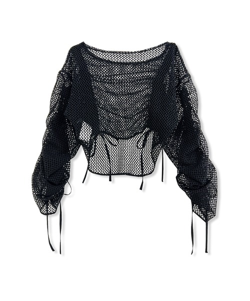 ANDGEEBEE（アンジービー）の「ドロストメッシュトップス（その他トップス・レディース・ブラック/ホワイト・FREE）」の12枚目の写真