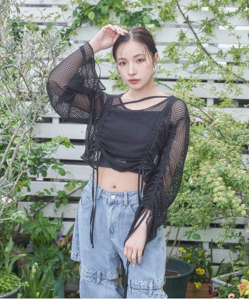 ANDGEEBEE（アンジービー）の「ドロストメッシュトップス（その他トップス・レディース・ブラック/ホワイト・FREE）」の22枚目の写真