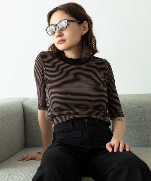 MILLER(ミラー)の「R.P.miller/ミラー Prib 5S Tee Tシャツ(Tシャツ/カットソー・レディース・ブラウン/グリーン/オフホワイト/グレー/ライム・FREE)」の3枚目の写真