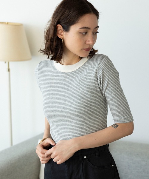 MILLER(ミラー)の「R.P.miller/ミラー Prib 5S Tee Tシャツ(Tシャツ/カットソー・レディース・ブラウン/グリーン/オフホワイト/グレー/ライム・FREE)」の22枚目の写真