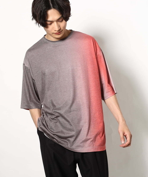 a.v.v（アーヴェヴェ）の「グラデーションプリントワイドシルエットＴシャツ ５分袖（Tシャツ/カットソー・メンズ・オレンジ/ブルー・48/46）」の2枚目の写真