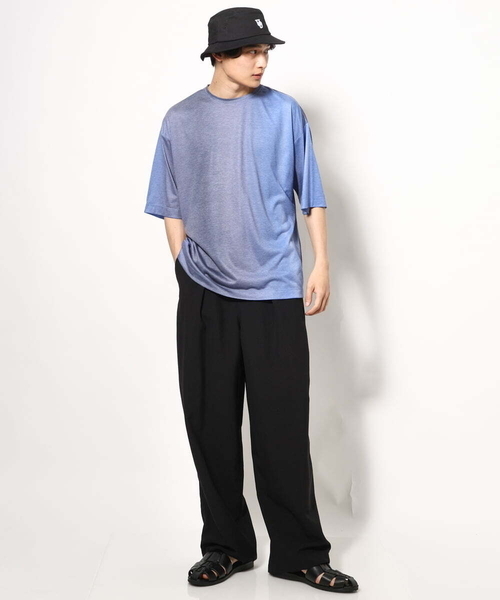 a.v.v（アーヴェヴェ）の「グラデーションプリントワイドシルエットＴシャツ ５分袖（Tシャツ/カットソー・メンズ・オレンジ/ブルー・48/46）」の3枚目の写真